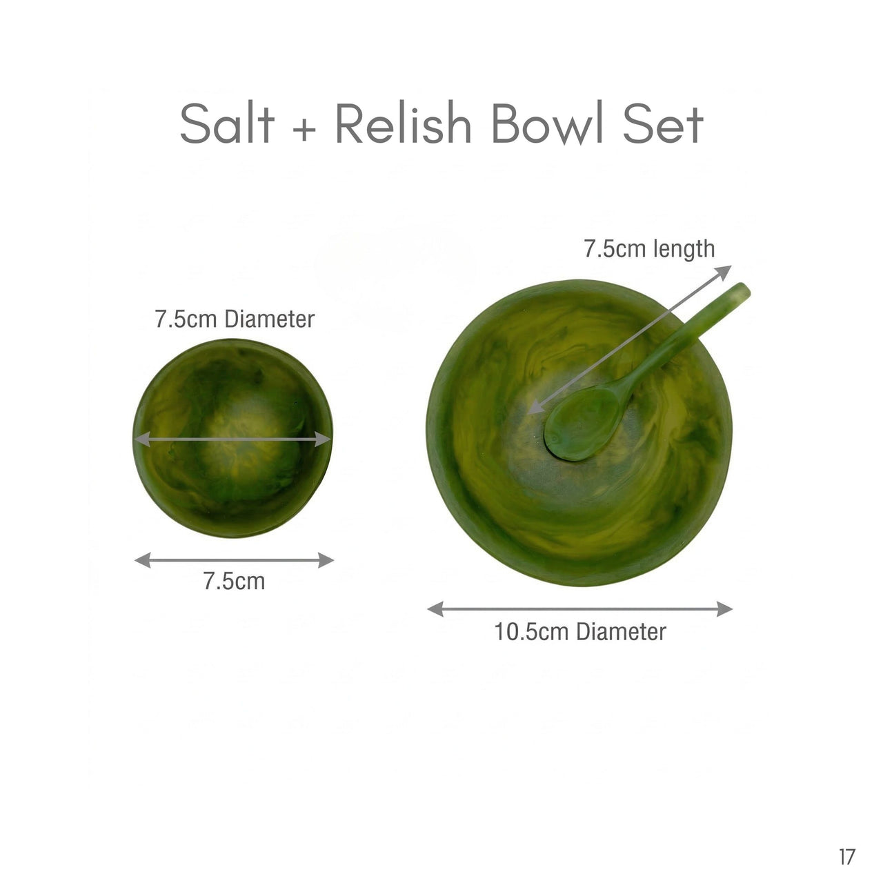 Salt Bowl + Relish Bowl + Spoon Set
