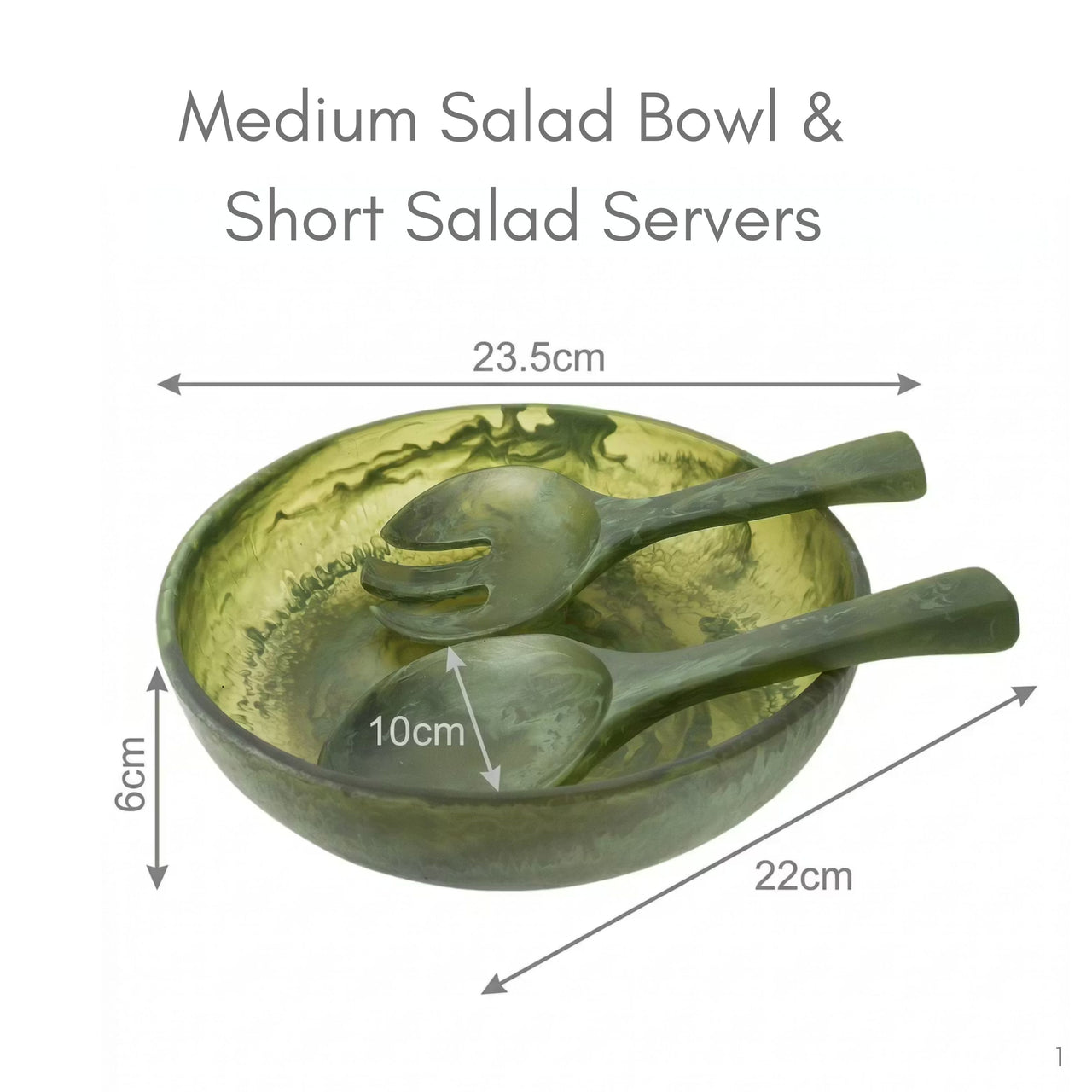 Medium Salad Bowl & Short Salad Server Set