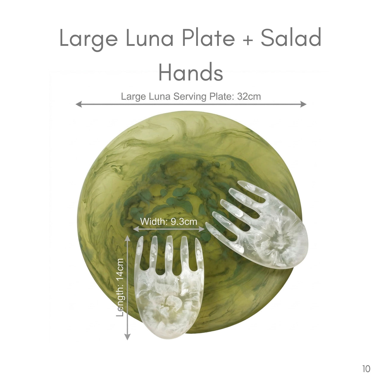 Large Luna Serving Plate + Salad Hands