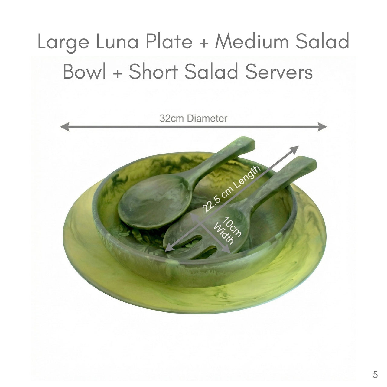 Large Luna Serving Plate + Medium Salad Bowl + Short Salad Server Set