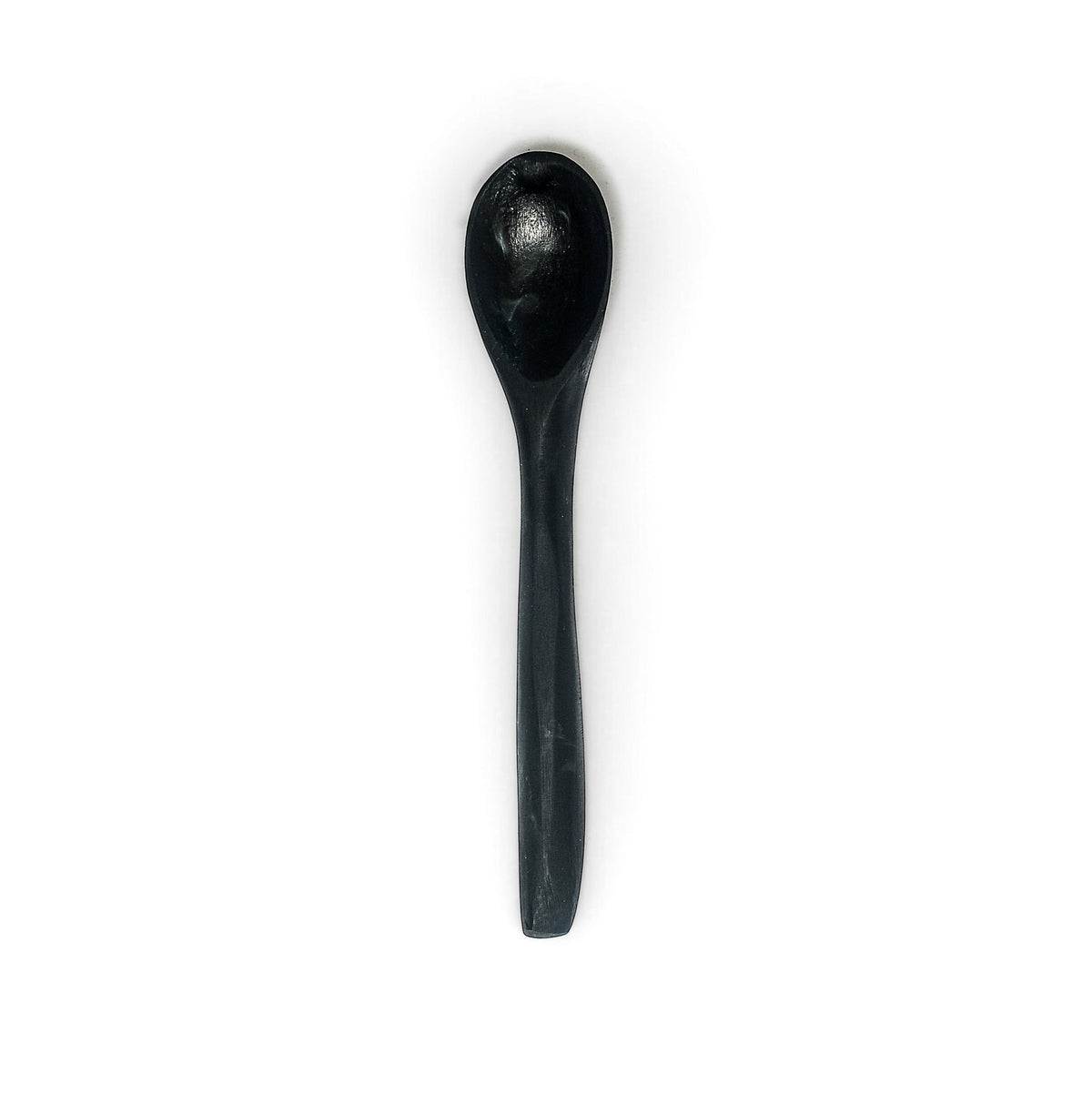 POLKA LUKA black resin mini spoon, 8cm long, perfect for small salt and relish bowls.