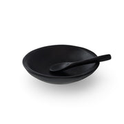 POLKA LUKA matte black resin relish bowl with matching small spoon, 10.5cm diameter, minimalist kitchen serveware