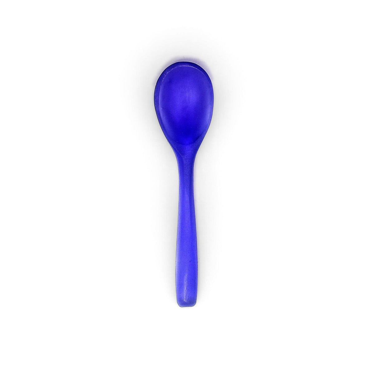 POLKA LUKA mini resin spoon in a vibrant royal blue, perfect for small serving bowls.