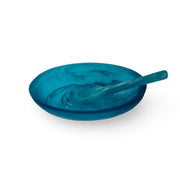 POLKA LUKA translucent blue resin relish bowl with matching small serving spoon