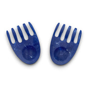 POLKA LUKA blue marbled resin salad hands with a glossy finish for serving salads