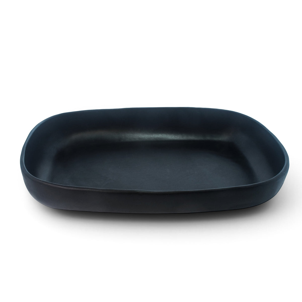 POLKA LUKA Cezanne rectangular black resin serving bowl with a smooth matte finish for home decor or dining.