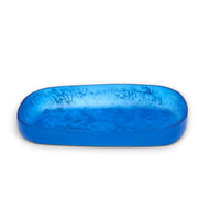POLKA LUKA Cezanne rectangular blue resin serving bowl with a unique marbled finish for home decor or dining.