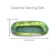 POLKA LUKA Cezanne rectangular green resin serving bowl with a marbled finish and smooth rounded edges