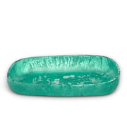 POLKA LUKA Cezanne rectangular resin serving bowl in a vibrant marbled green finish for home decor or dining.