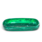 POLKA LUKA Cezanne rectangular green resin serving bowl with a marbled finish for home decor or food presentation.