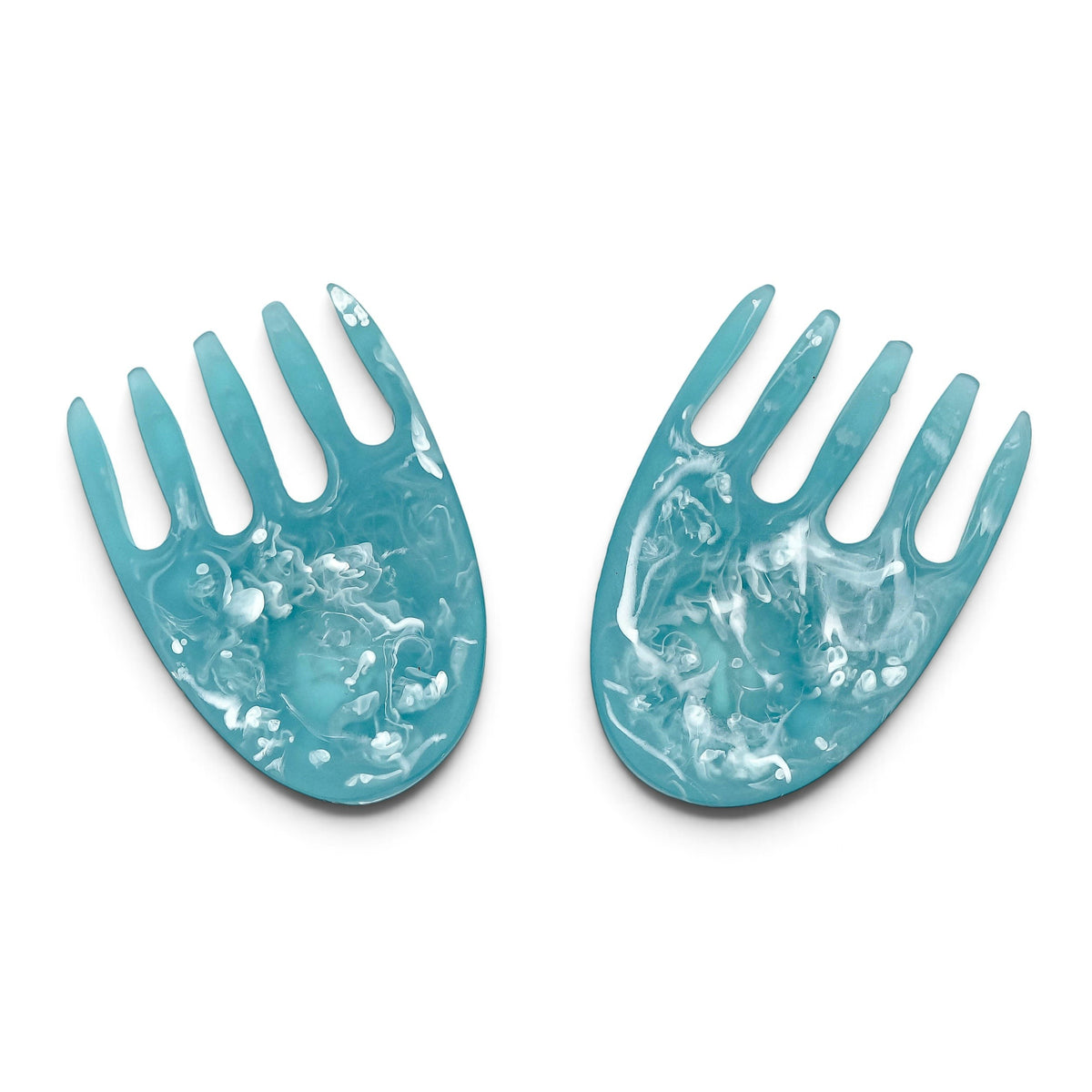 POLKA LUKA resin salad hands in a marbled blue and white finish for serving salads