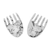 POLKA LUKA resin salad hands featuring a marbled black and white pattern for serving salads