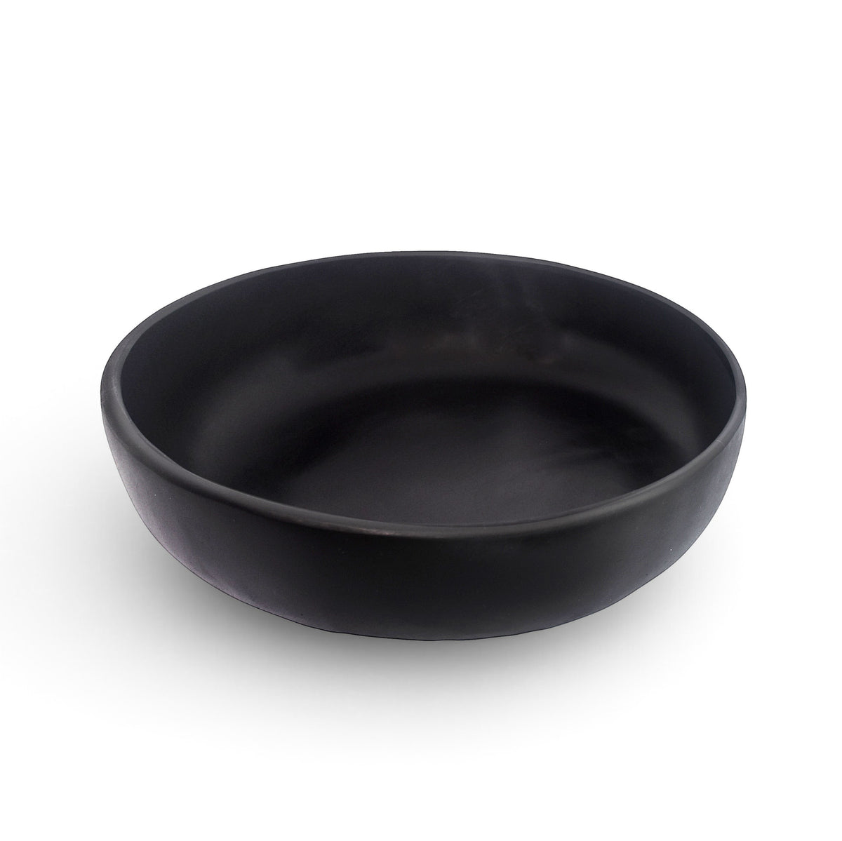 POLKA LUKA medium matte black resin salad bowl with a minimalist round design for modern dining.