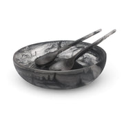 POLKA LUKA medium resin salad bowl in a grey and black marbled pattern with a smooth, modern finish.
