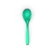 POLKA LUKA mini resin spoon in a vibrant emerald green, 8cm long, perfect for small serving bowls.