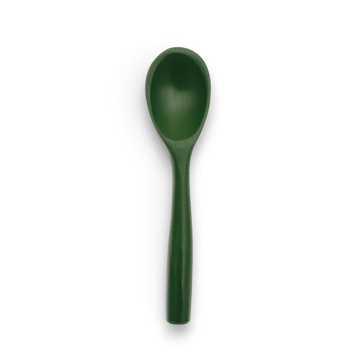 POLKA LUKA mini resin spoon in forest green, 8cm long, perfect for small serving bowls.