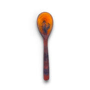 POLKA LUKA mini resin spoon in amber and dark brown marble pattern, 8cm long for small serving bowls.