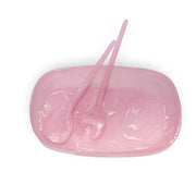 POLKA LUKA pink marbled resin serving bowl with matching salad fork and spoon set