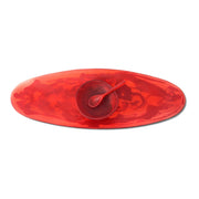 POLKA LUKA red marbled resin serving platter with matching wabi bowl and spoon, top-down view