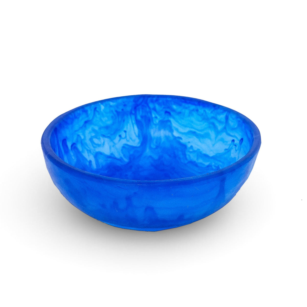 POLKA LUKA small blue resin Luna bowl with a textured, marbled finish for trinkets or food presentation.