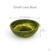 POLKA LUKA small green and yellow marbled resin Luna bowl for trinkets or food presentation