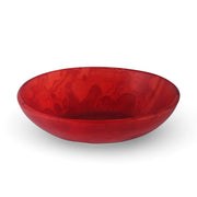 POLKA LUKA small oval red resin bowl with a marbled finish, perfect for jewellery or serving snacks.
