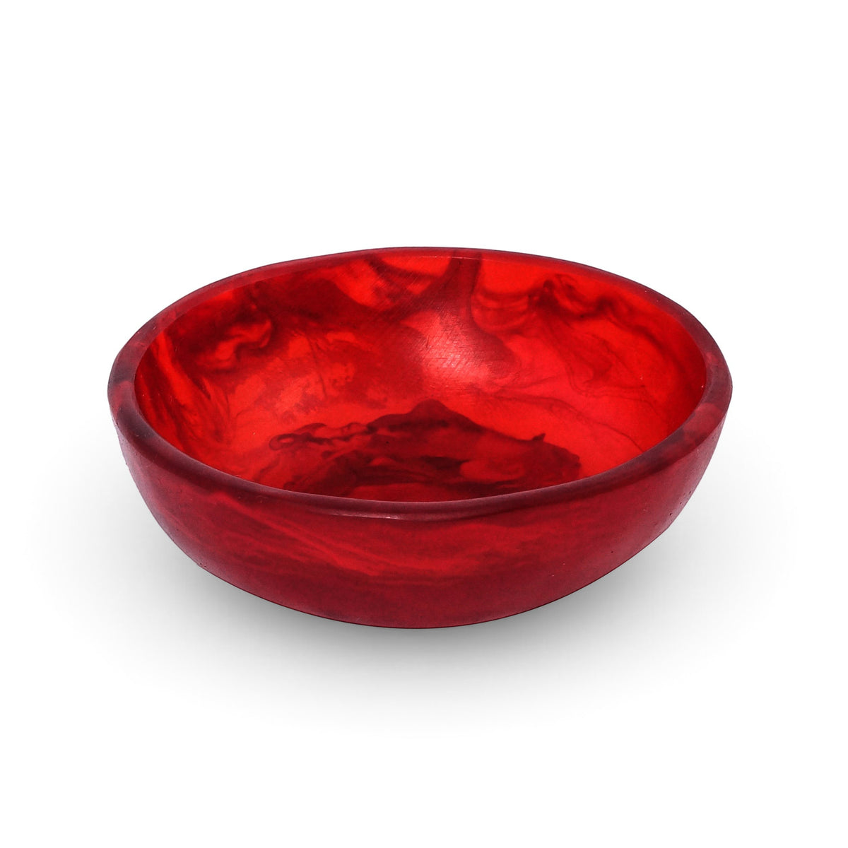 POLKA LUKA small red resin Luna bowl with a marbled finish, perfect for trinkets or serving dips.