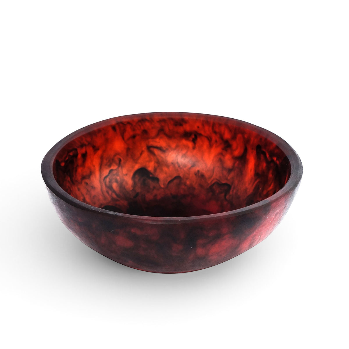 POLKA LUKA small round resin bowl in a deep red and black marbled pattern for trinkets or food presentation