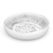 POLKA LUKA medium white resin salad bowl with a swirling marbled texture, perfect for modern table serving.