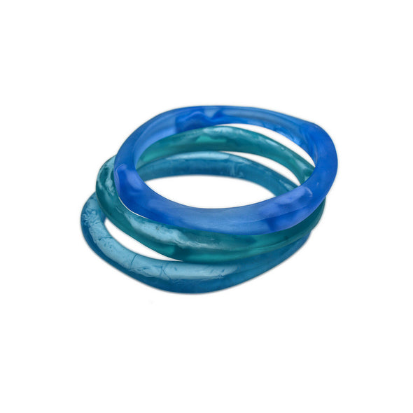 Haiku' Triple Resin Bangle Set - Polka Luka Resin Jewellery