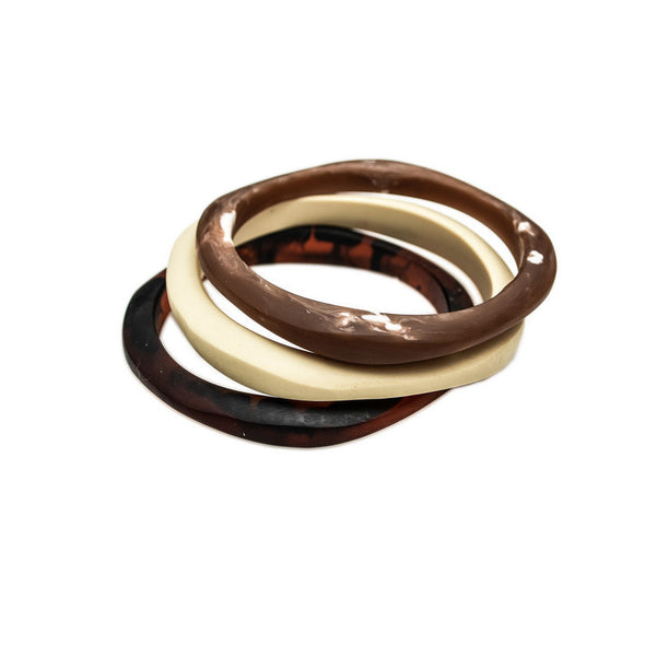 Haiku' Triple Resin Bangle Set - Polka Luka Resin Jewellery