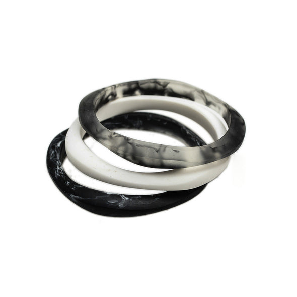 Haiku' Triple Resin Bangle Set - Polka Luka Resin Jewellery