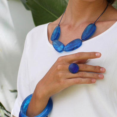 Thalassa Adjustable Resin Ring - Polka Luka Resin Jewellery