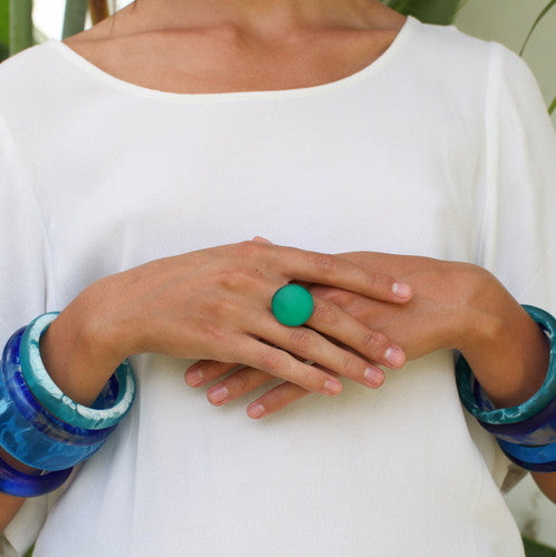 Thalassa Adjustable Resin Ring - Polka Luka Resin Jewellery