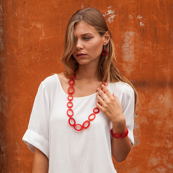 Sakura' Long Resin Necklace - Polka Luka Resin Jewellery