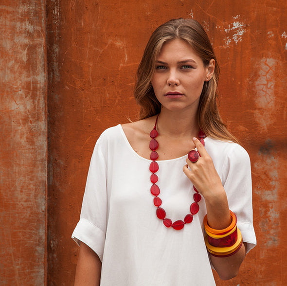 Wabi' Long Resin Necklace - Polka Luka Resin Jewellery