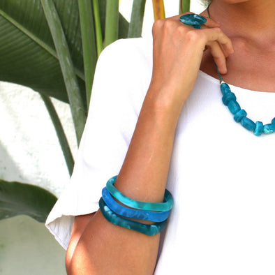 Santorini Triple Resin Bangle - Polka Luka Resin Jewellery