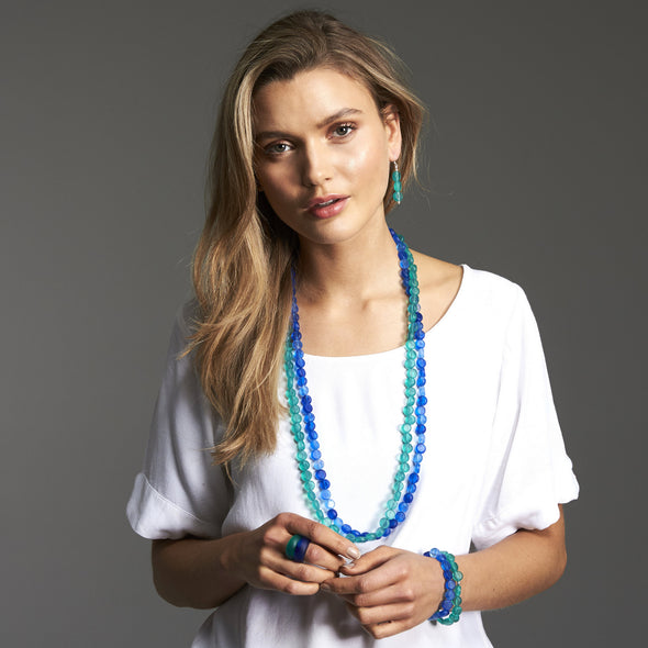 Silk Road Long Double Necklace - Polka Luka Resin Jewellery