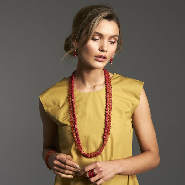 Silk Road Long Double Necklace - Polka Luka Resin Jewellery