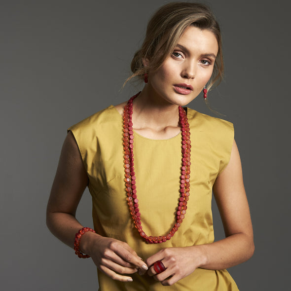 Silk Road Long Double Necklace - Polka Luka Resin Jewellery