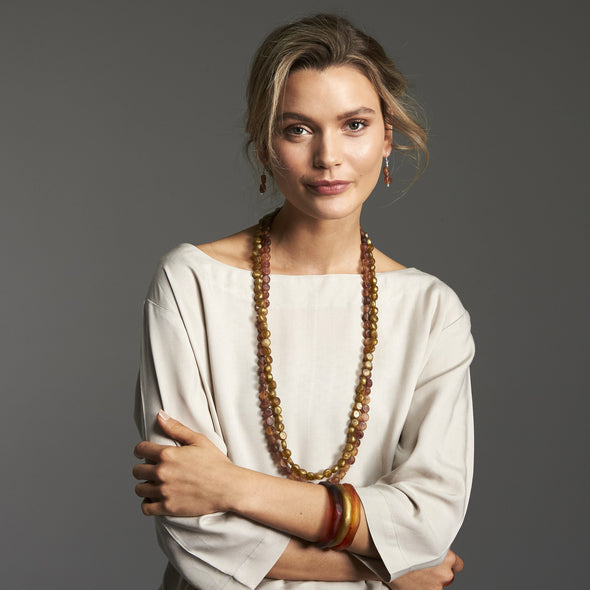 Silk Road Long Double Necklace - Polka Luka Resin Jewellery