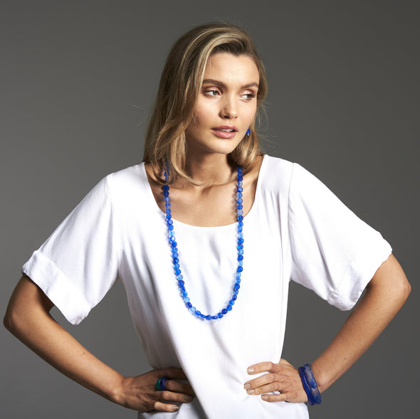 Silk Road Long Single Necklace - Polka Luka Resin Jewellery